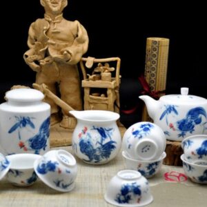 Teeservice Porzellan "Der Hahn", chinesisches Tierkreiszeichen, Teezeremonie