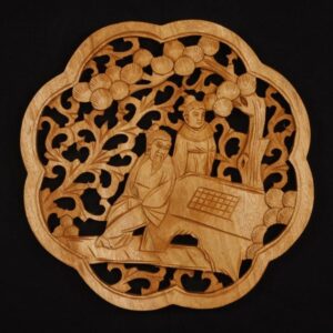 Holzwandbild "Chinesisches Schach", Wandbild Holz