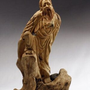 Wurzelholz-Skulptur "Weiser Bauer", chinesische Holzschnitzerei