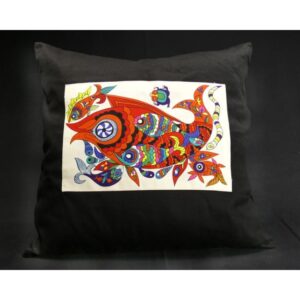 Deko Kissenbezug 40 x 40 schwarz "Fische"