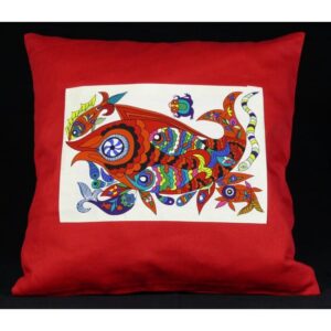 Deko Kissenbezug 40 x 40 rot "Fische"