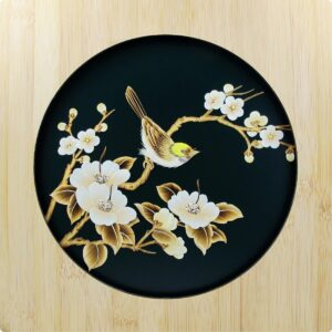 Strohbild "Wintermelodie" Bottle Green mit Rahmen