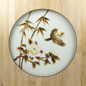 Strohbild "Frühlingserwachen" Ivory White mit Rahmen