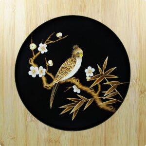 Strohbild "Nachtmusik" Sparkling Black mit Rahmen