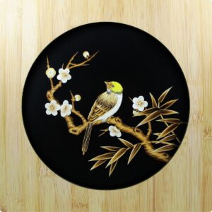 Strohbild "Abendstille" Sparkling Black mit Rahmen