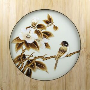 Strohbild "Oase der Ruhe" Ivory White mit Rahmen