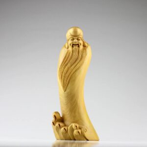 Holzfigur "Shou Xing", Buddha Figur, feinste Handarbeit-0