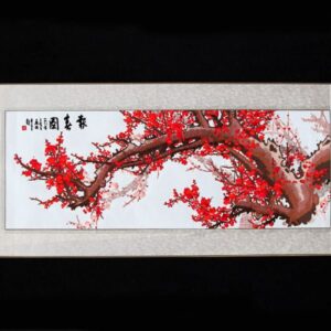 Stickbild "Pflaumenblüte", chinesisches Stoffbild (querformat)