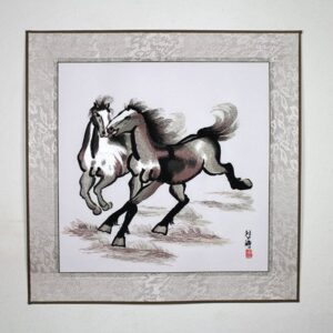 Stickbild "Stürmische Pferde", Xu Beihong