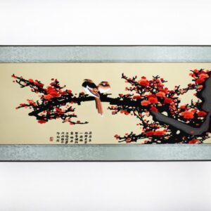 Stickbild "Vögel und Pflaumenblüten"