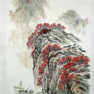 Chinesische Malerei "Rückkehr der Fischer", Tuschezeichnung von Peng Guo Lan