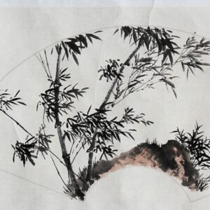 Chinesisches Fächerbild "Bambus", Tuschemalerei
