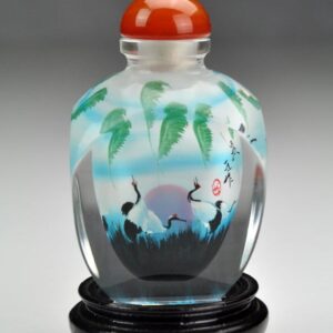 Snuff Bottle "Kraniche im Mondlicht" (viereckig)