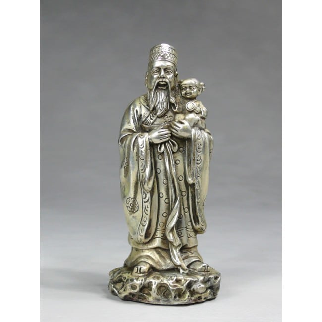 Feng Shui Glücksgott Lu Xing, silberfarben