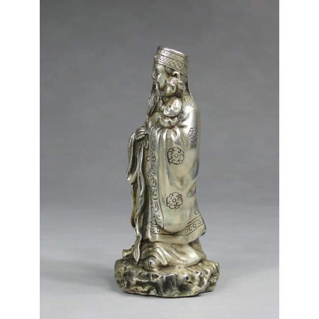 Feng Shui Glücksgott Lu Xing, silberfarben