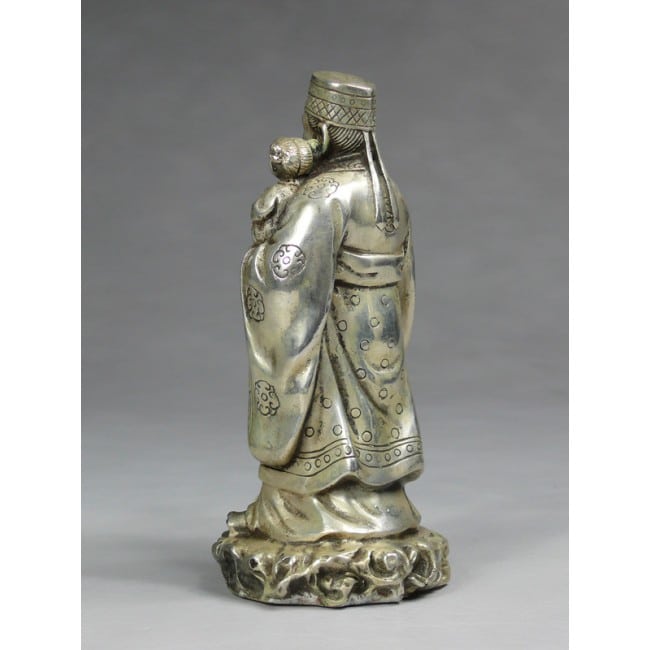 Feng Shui Glücksgott Lu Xing, silberfarben