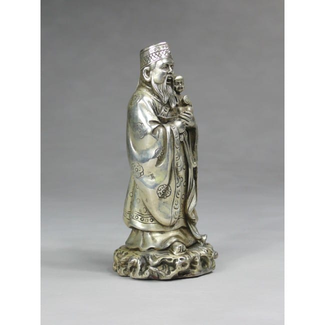 Feng Shui Glücksgott Lu Xing, silberfarben