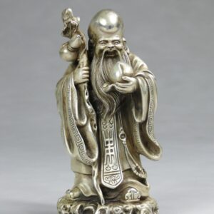Feng Shui Glücksgott Shou Xing, silberfarben