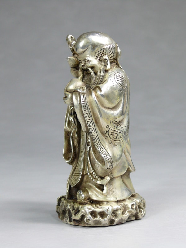 Feng Shui Glücksgott Shou Xing, silberfarben