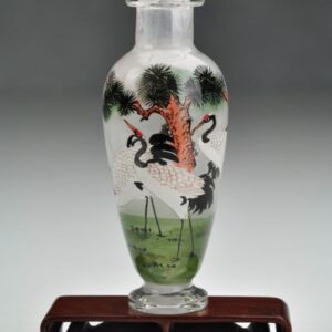 Glas-Väschen "Kraniche unter Kiefern"