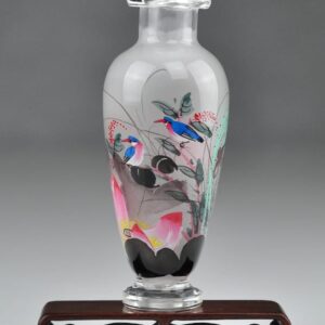 Glas-Väschen "Vögel im Lotos"