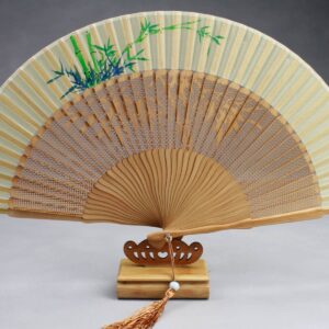 Holzfächer, Handfächer "Grüner Bambus"
