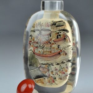 Große Snuff Bottle "Stadt am Fluss"