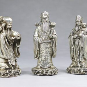 Fu Lu und Shou Metall-Figuren Set Sanxing Messing silberfarben
