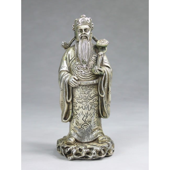 Feng Shui Glücksgott Lu Xing, silberfarben