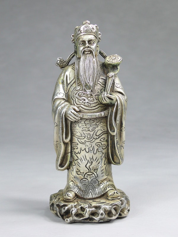 Fu Lu und Shou Metall-Figuren Set Sanxing Messing silberfarben