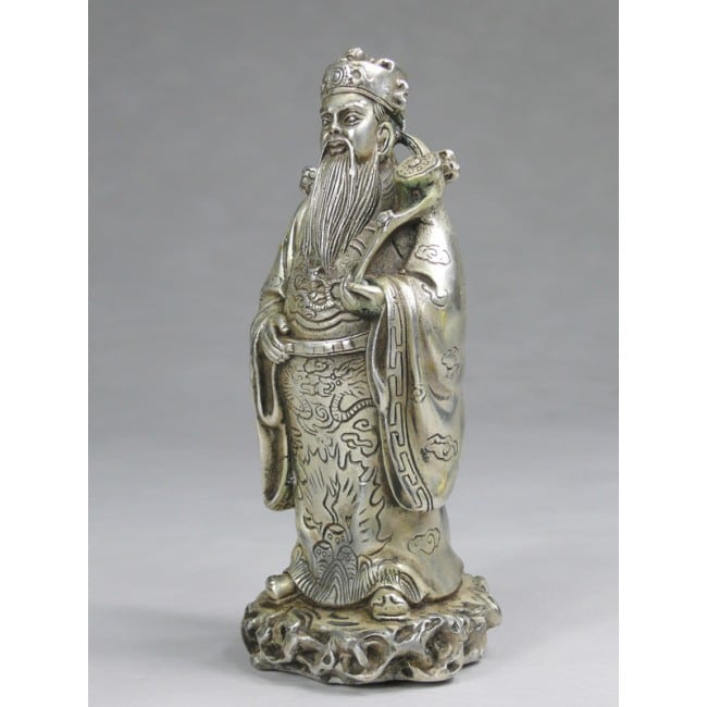 Feng Shui Glücksgott Lu Xing, silberfarben