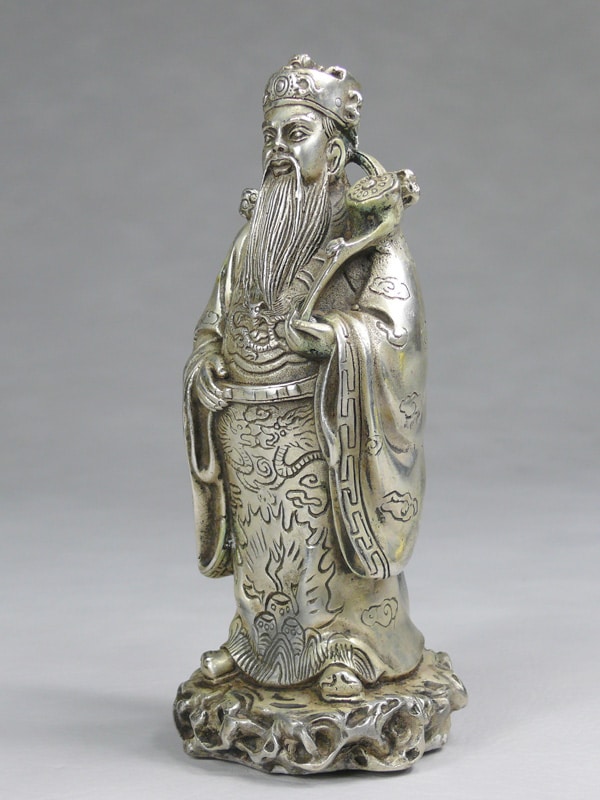 Fu Lu und Shou Metall-Figuren Set Sanxing Messing silberfarben