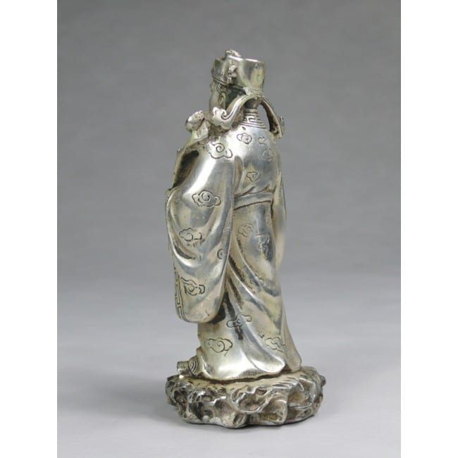 Feng Shui Glücksgott Lu Xing, silberfarben