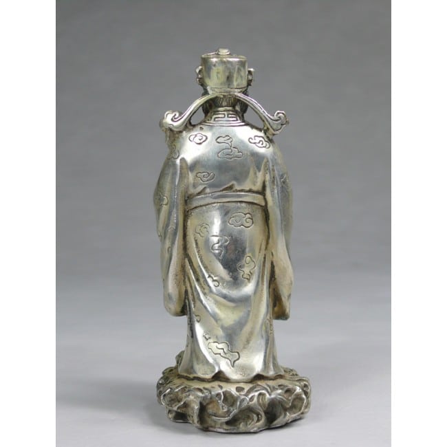 Feng Shui Glücksgott Lu Xing, silberfarben