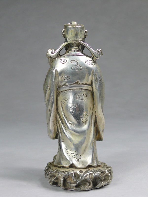 Fu Lu und Shou Metall-Figuren Set Sanxing Messing silberfarben