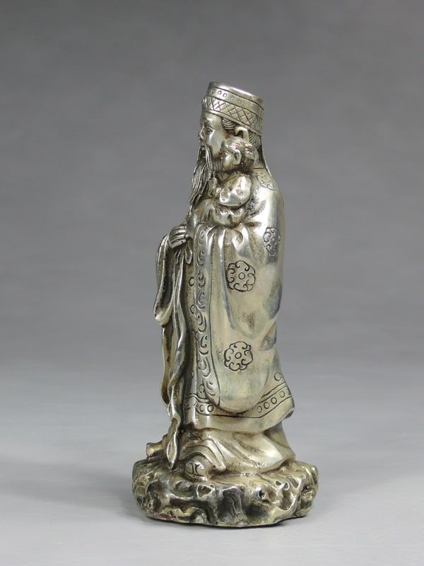 Fu Lu und Shou Metall-Figuren Set Sanxing Messing silberfarben