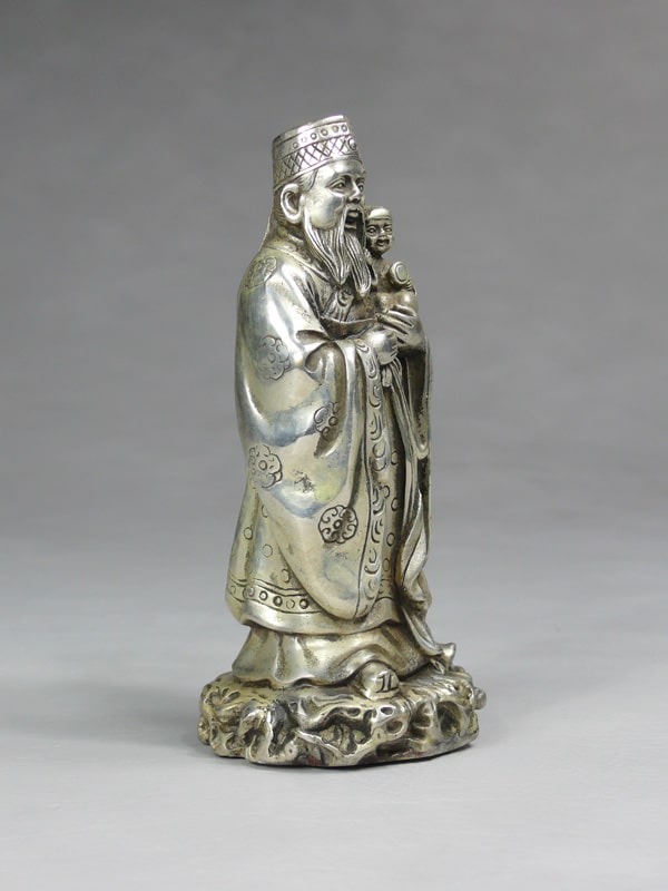 Fu Lu und Shou Metall-Figuren Set Sanxing Messing silberfarben