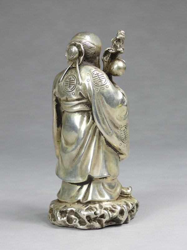 Fu Lu und Shou Metall-Figuren Set Sanxing Messing silberfarben