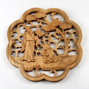 Wandbild "Gelehrter", Holzbild, chinesischer Holzschnitz