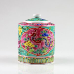 Chinesisches Teedose "Baba-Nyonya", Porzellan-Zuckerdose