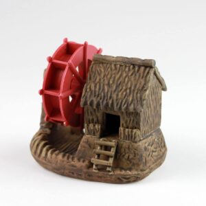 Keramik-Figur "Bambushütte mit Wasserrad", Garten-Bonsai-Deko