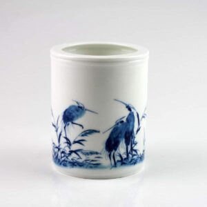Porzellan-Vase "Reiher im Schilf", Stifte-und Kalligraphie-Pinselhalter