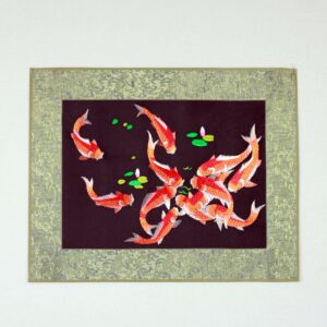 Stickbild "Zwölf Kois", chinesisches Stoffbild