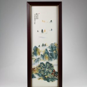 Chinesisches Bild "Kiefer am Fluß", Wandbild Porzellan