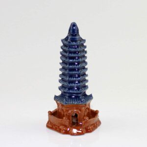Keramik-Figur Pagode mit Außenmauer, chinesische Bonsaifigur