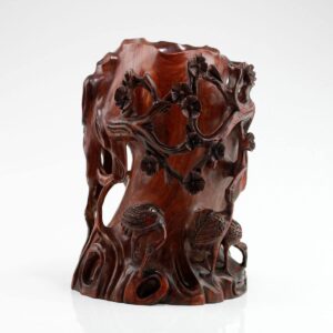 Chinesische Vase aus Holz "Glück", asiatische Holzskulptur