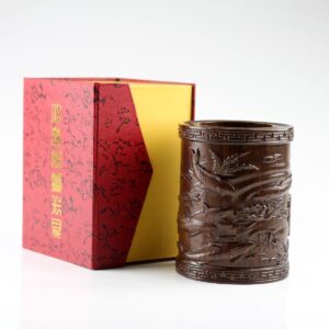 Asiatische Holzvase "Koi-Glück"