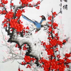 Chinesisches Bild "Pflaumenblüte", asiatisches Rollbild groß