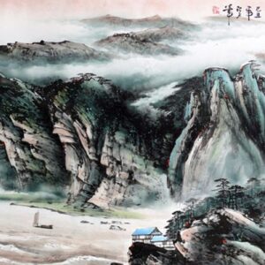 Landschaftsmalerei "Küstennebel", chinesische Tuschemalerei