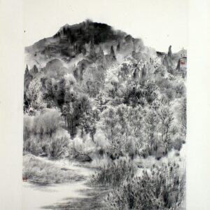 Tuschezeichnung "Der Weg zum Berg", Originalbild An Ping Ping